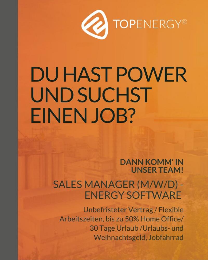 Sales Manager (m/w/d) – Energy Software – B2B Neukundenakquise (Vollzeit | Berlin / Telearbeit)
